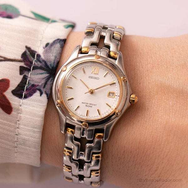 Vintage Two-tone Seiko 7n82-0599 R1 orologio per lei | Orologio in quarzo Giappone