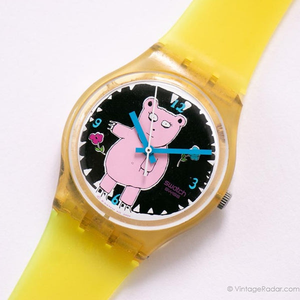 2002 Swatch GK367 Piggy the Bär Uhr | Rosa Bär Swatch Uhr Jahrgang