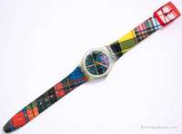 Swatch GG137 MC Square Watch | Pattern tartan vintage Swatch Guarda Gent