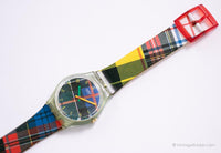 Swatch GG137 MC Square Uhr | Vintage Tartan Muster Swatch Uhr Mann