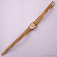 Vintage winzig Citizen Uhr für Damen | Rechteckiges Gold-Ton Uhr