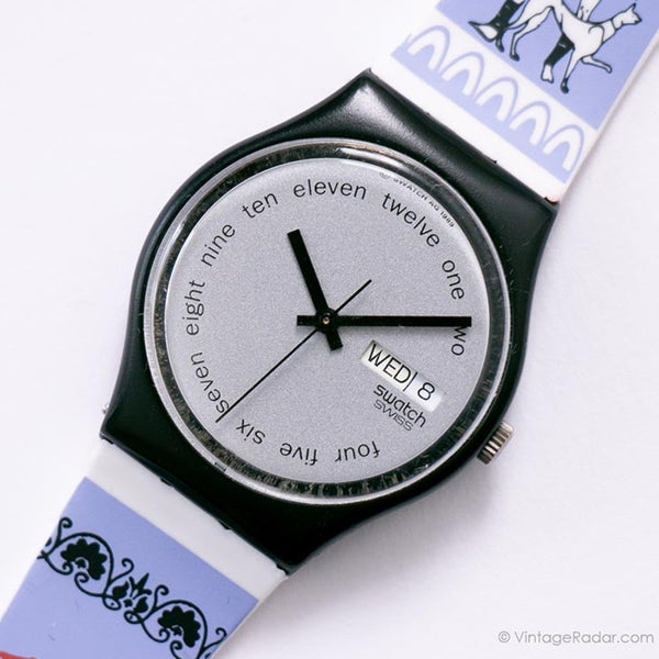 1990 Swatch GB717 THE BURGLAR Watch | Day Date Swatch Watch Gent