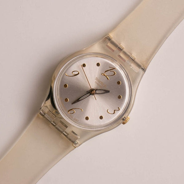 Swatch LK294G Kristallspitze Uhr | Vintage White Lady Swatch Uhr