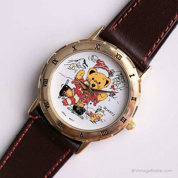 Vintage Weihnachten Uhr | Teddybär Uhr