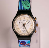 SCB111 ALLOGGIO Swatch Chronograph Orologio / 1993 Annata Swatch Guarda