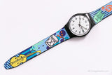 Rare 1999 Swatch GB740 Orcherster montre | Date de jour Suisse Swatch montre
