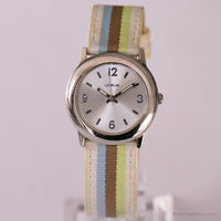 Vintage Slim Silver-tone Lorus Watch | Colorful Strap Watch for Ladies