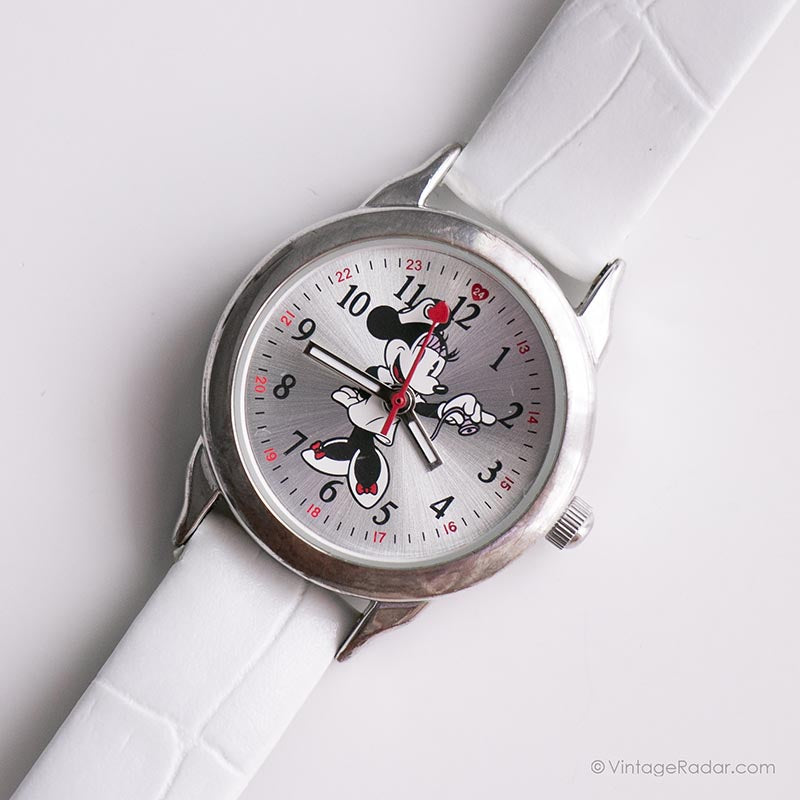 Disney Ladies Size White Strap Minnie w/Moving Arms Vintage Watch s-l400.jpg main image 2
