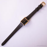 Jahrgang Orient Gold-Ton Uhr | Schwarzes Zifferblatt rechteckig Uhr für Sie