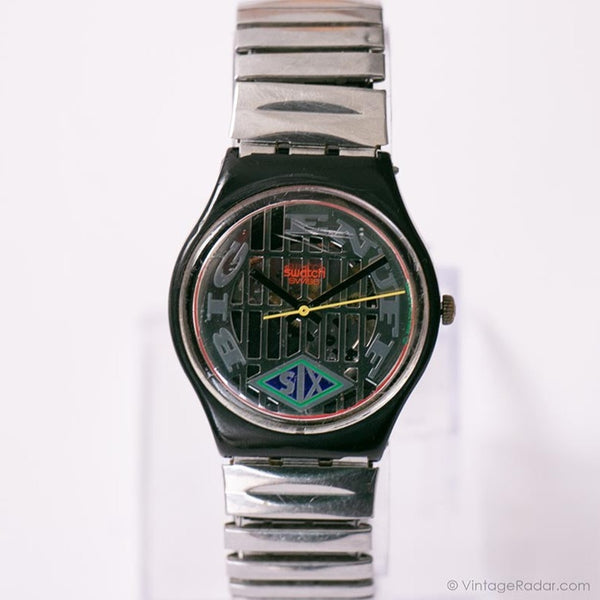 Vintage 1993 Swatch GB151 Big Enuff orologio con quadrante scheletrato