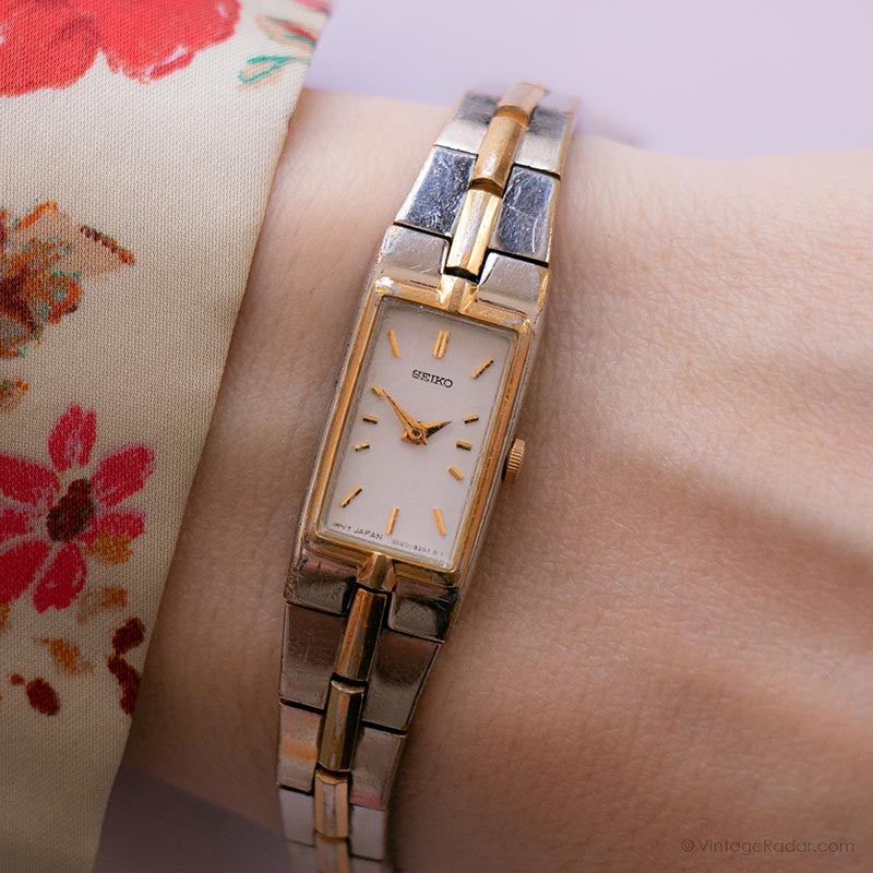 Vintage Seiko 2E20-7479 R0 Watch | Two-tone Rectangular 