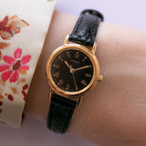 Ancien Seiko V401-1409 R1 montre | Cadran noir montre Pour dames