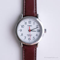 Pequeño tono plateado Timex Indiglo reloj | Clásico vintage Timex Fecha reloj