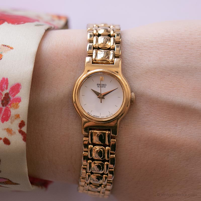 saltwater RETRO サイズ11 新品未使用　tan Vintage Two-tone Seiko Quartz Watch with Gemstones 7N82-0DT0
