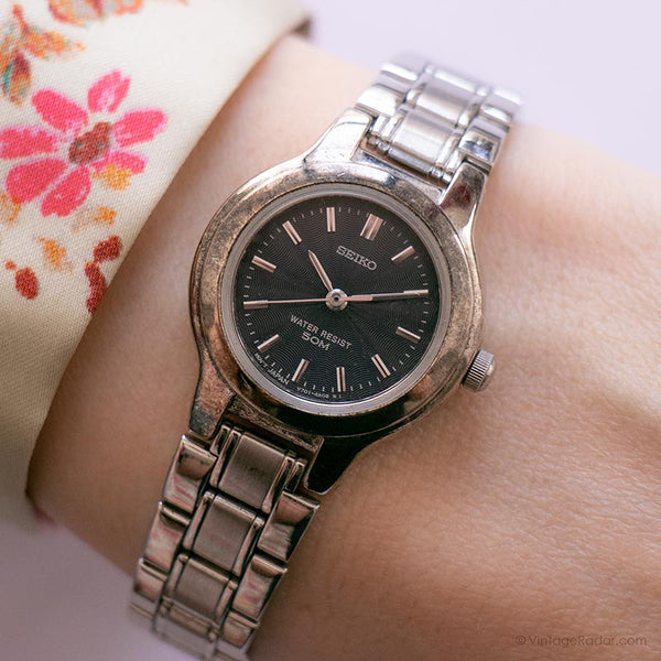 Ancien Seiko V701-2h30 a0 montre | Cadran bleu montre pour elle