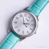 Tono plateado de 35 mm de 35 mm Timex Cuarzo reloj con correa de cuero azul
