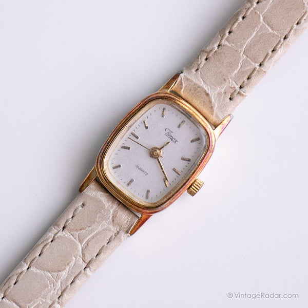 Vintage Rectangular Timex Ladies Watch | Tiny Gold-tone Timex Quartz
