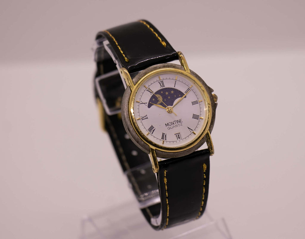 Montine Moon phase Quartz Watch | Unisex Gold-tone Vintage Watch ...
