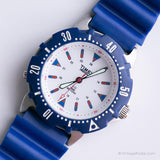Vintage Silver-tone Timex Indiglo Quartz Watch with Blue Bezel & Strap
