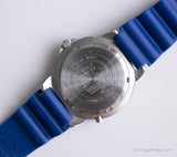Tono d'argento vintage Timex Orologio al quarzo indiglo con cornice blu e cinturino