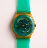 1986 GK103 Turquoise Bay Swatch مشاهدة | 80s هوكل عظمي الاتصال Swatch