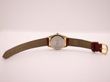 Cuarzo de fase lunar vintage reloj para damas con correa de cuero rojo