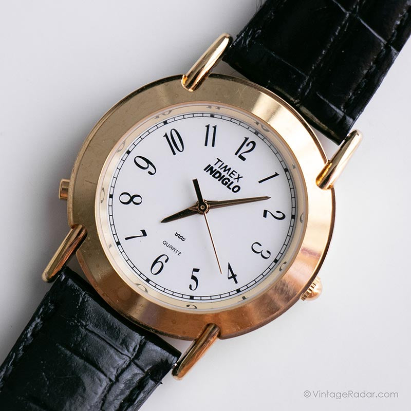 Vintage Men's Timex Indiglo Quartz Watch w/Genuine Leather