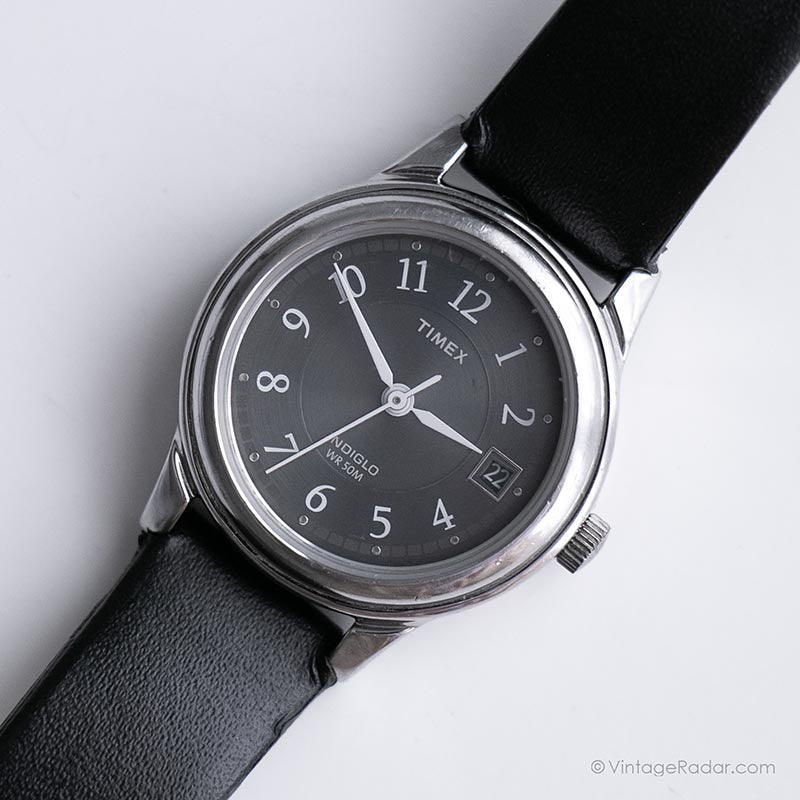 Classic Silver Timex Indiglo Date Watch | Vintage Timex