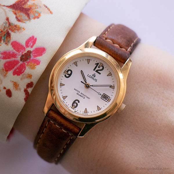 Ancien Lorus V827-0240 A0 montre | Date de quartz au Japon montre pour elle