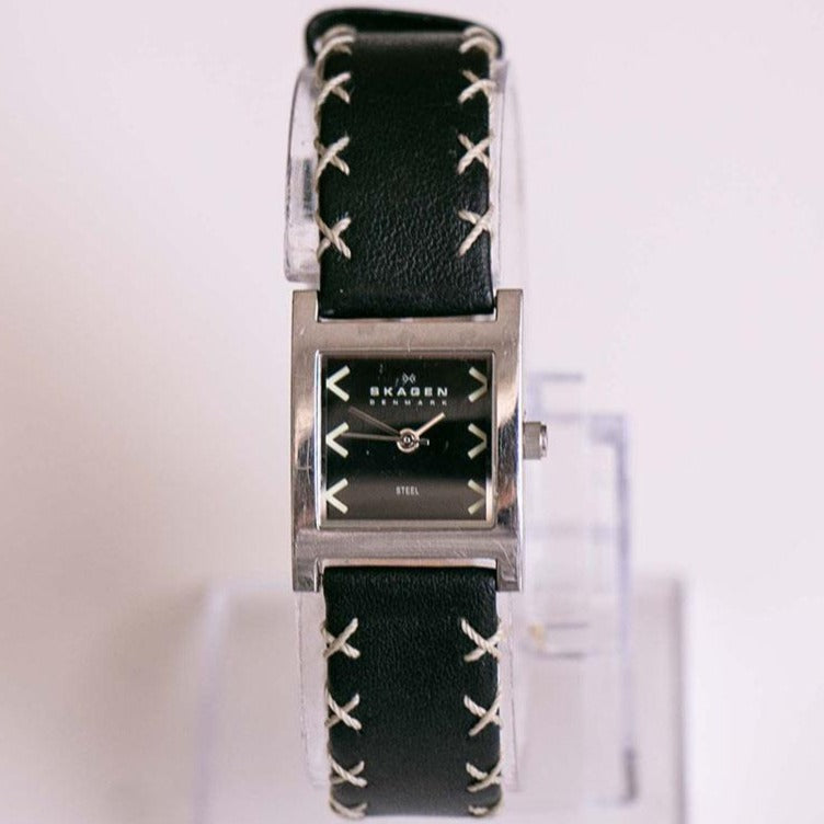 Vintage Square-Dial Skagen Watch | Minimalist Black Dial