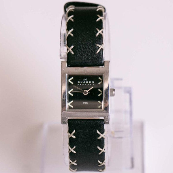 Vintage Square-Dial Skagen Watch | Minimalist Black Dial Skagen Watch