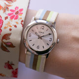 Tono plateado delgado vintage Lorus reloj | Correa colorida reloj para damas