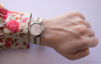 Vintage Slim Silver-tone Lorus Watch | Colorful Strap Watch for Ladies
