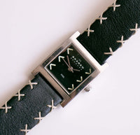 Vintage Square-Dial Skagen Uhr | Minimalistisches schwarzes Zifferblatt Skagen Uhr