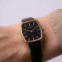 Vintage 4-75i566 Y0 Citizen Uhr | 90er Jahre schwarzes Zifferblatt Uhr für Frauen