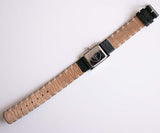 Vintage carré Skagen montre | Cadran noir minimaliste Skagen montre