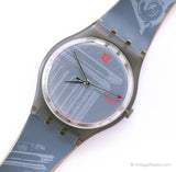 Jahrgang Swatch GM104 Obelisque Uhr | 1990er Jahre grau Swatch Mann Uhr