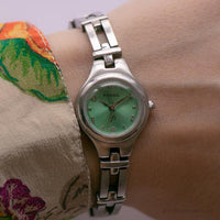 Vintage FOSSIL Green Dial Watch | Elegant Wristwatch for Her