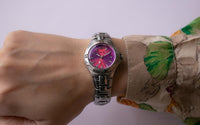 Sily-tone vintage Lorus montre Pour elle | Montre-bracelet à cadran rose des années 90