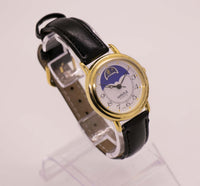 Tono dorado reloj fase lunar reloj | Cuarzo vintage reloj Unisexo