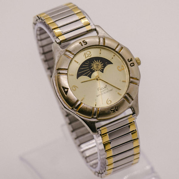 Vintage Acuet Moon Phase Watch | Elegant Moonphase Quartz Watch