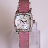 Vintage de tono plateado Skagen reloj para mujeres con piedras preciosas rosas