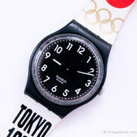 2009 Swatch GB247 Suit nero orologio con cinturino bianco vintage