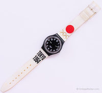 2009 Swatch GB247 Schwarzer Anzug Uhr mit weißem Riemen Vintage