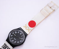 2009 Swatch GB247 Schwarzer Anzug Uhr mit weißem Riemen Vintage