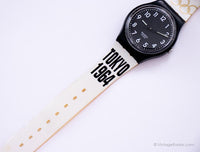 2009 Swatch GB247 BLACK SUIT Watch with White Strap Vintage