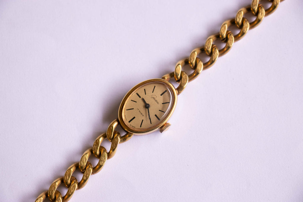 Gold-Tone Luxury Glashutte Mechanical Watch | 17 Rubis Vintage Watch ...