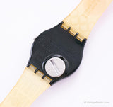 2009 Swatch GB247 BLACK SUIT Watch with White Strap Vintage
