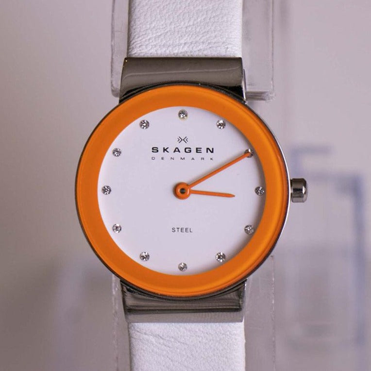 Tiny Skagen Denmark Steel Watch for Women with Orange Bezel  display picture 1