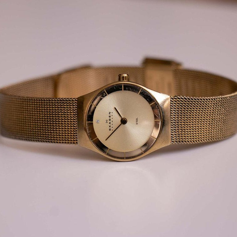 Vintage Gold-tone Skagen Denmark Watch Stainless Steel Watch for